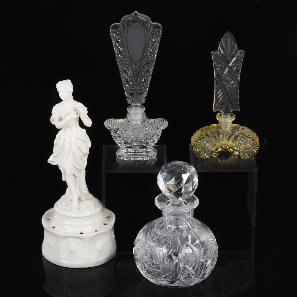 Appraisal: TWO AUSTRIAN CRYSTAL PERFUME BOTTLES WITH STOPPER SMALL CUT CRYSTAL