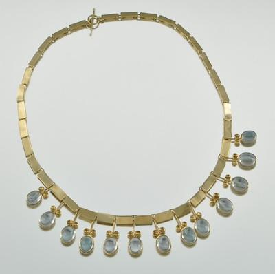 Appraisal: A retro k Gold and Aquamarine Necklace ca 's k