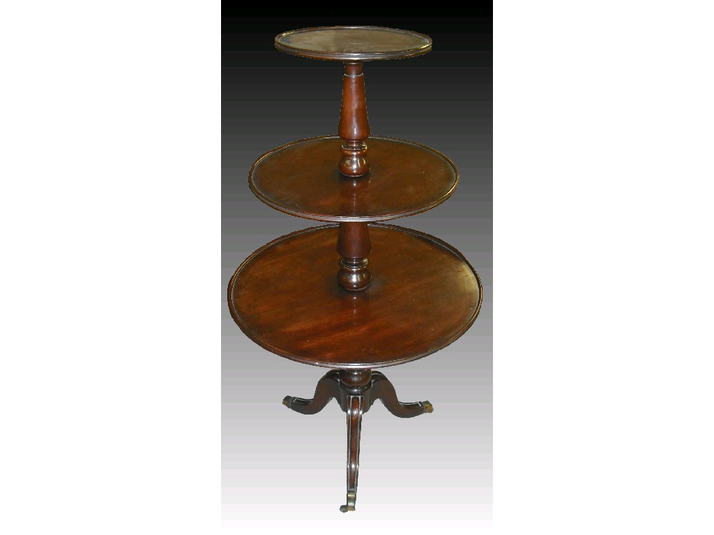 Appraisal: George III mahogany dumb waiter with three graduated dished tiers