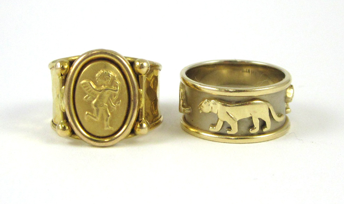 Appraisal: TWO GOLD BANDS Cartier design panther band K white and