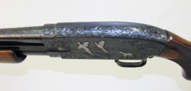 Appraisal: Winchester Model slide action shotgun-Beautifully engraved Model with Silver inlays