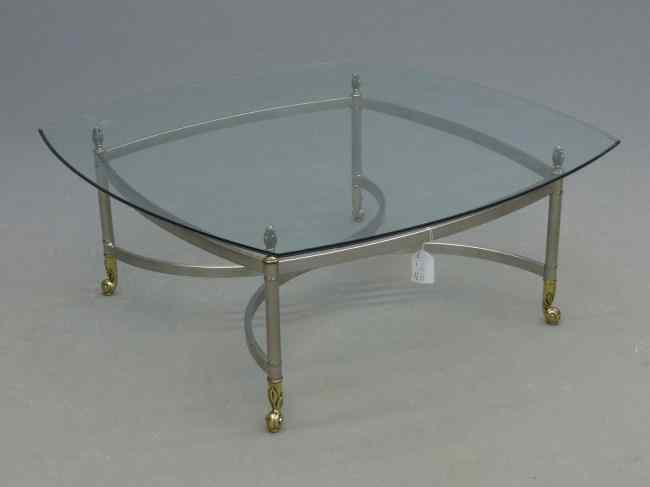 Appraisal: Modern coffee table with glass top