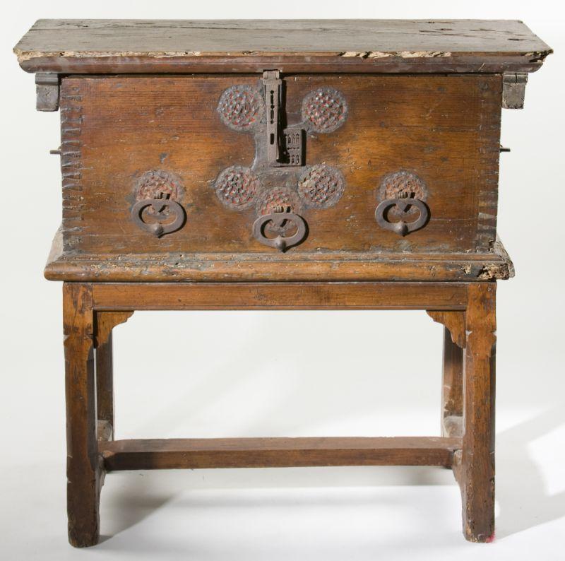 Appraisal: Italian Desk-on-Stand th century walnut dovetailed construction with superb hand-forged