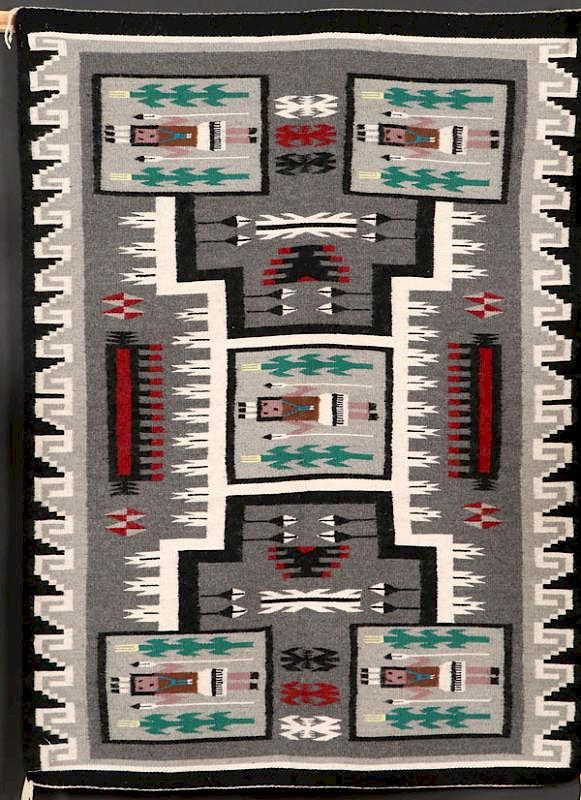 Appraisal: A SOUTHWEST NAVAJO YEI STORM PATTERN RUG A SOUTHWEST NAVAJO