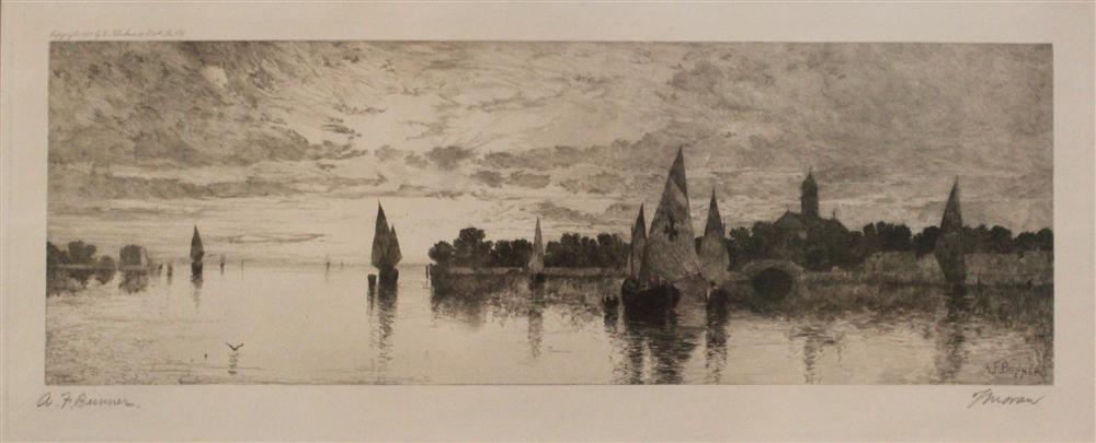 Appraisal: THOMAS MORAN AFTER ANDREW BUNNER VENETIAN LAGOON Etching and roulette