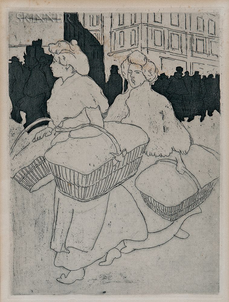 Appraisal: Th ophile Alexandre Steinlen French Swiss - Blanchisseuses reportant l'ouvrage