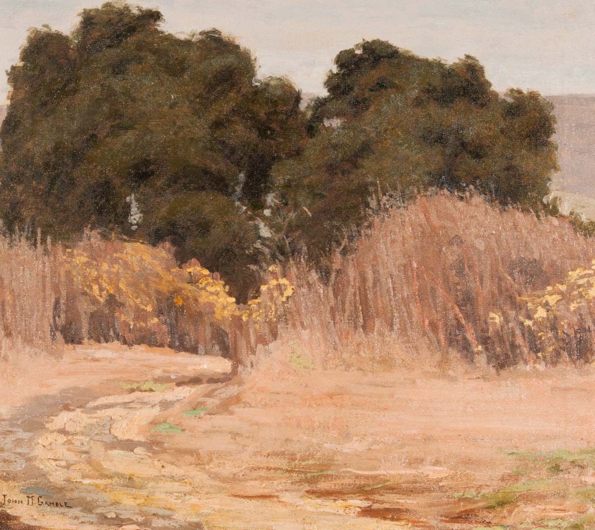 Appraisal: John M Gamble Landscape with Path oil on canvas John