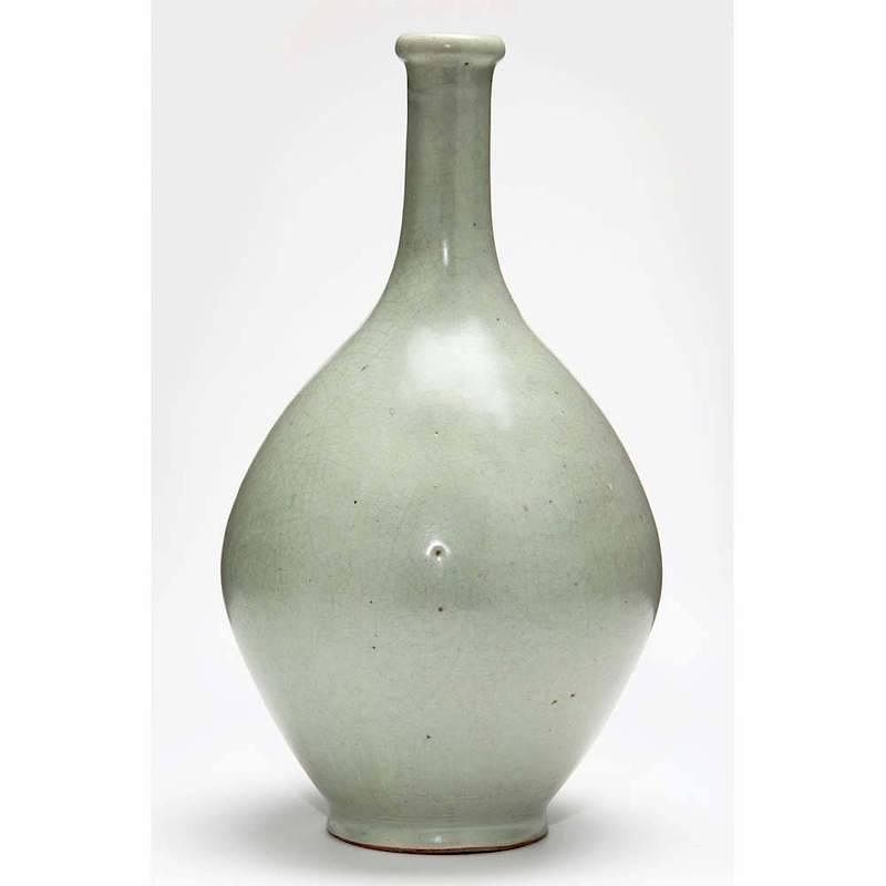 Appraisal: Chinese Monochrome Bottle Vase circa thick gray-green celadon glaze unmarked