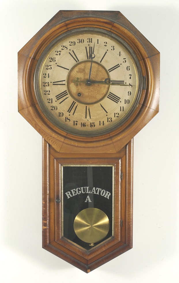 Appraisal: ANSONIA REGULATOR A CALENDAR WALL CLOCK American th CenturyBottom glass