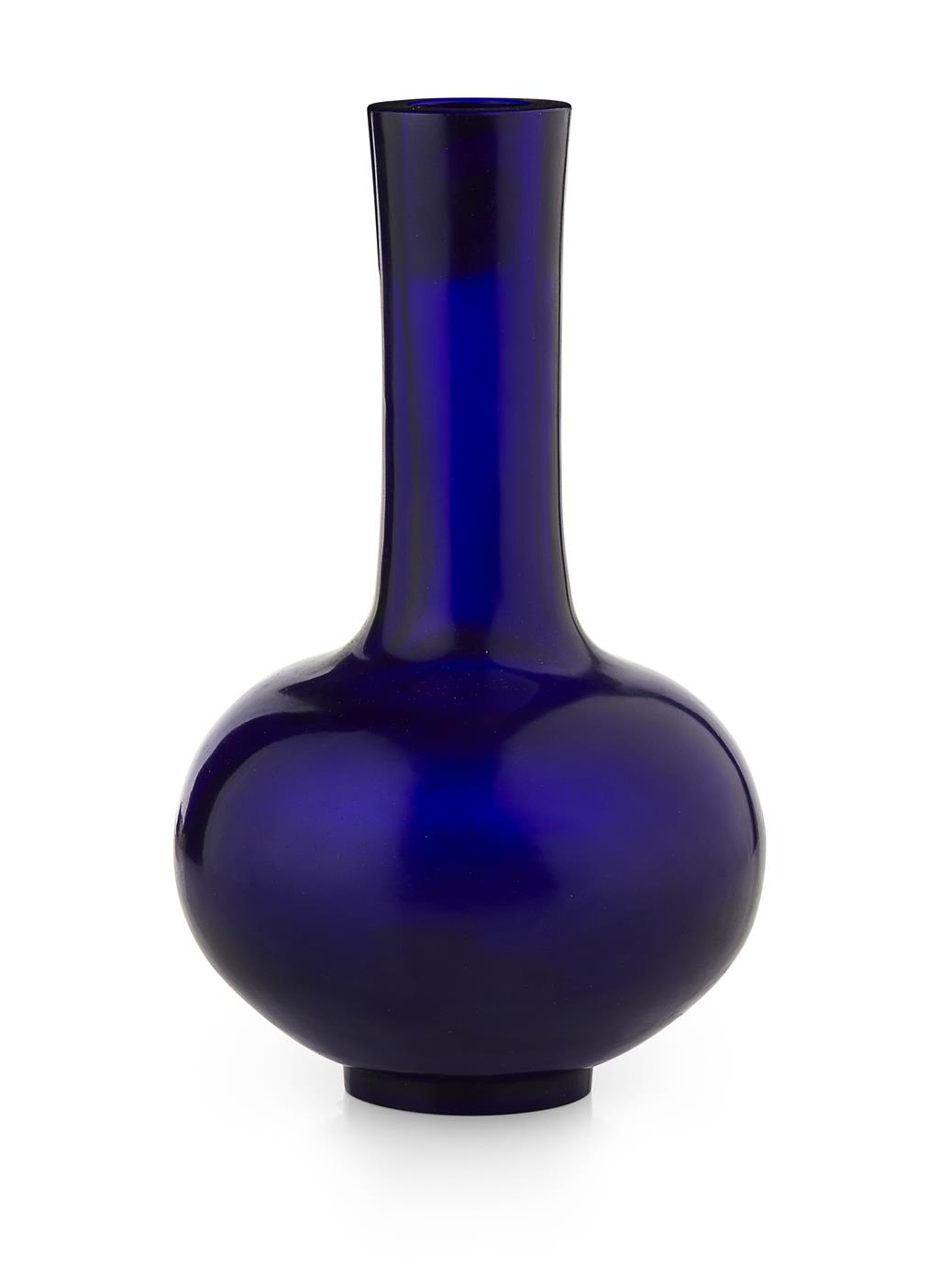 Appraisal: MONOCHROME COBALT-BLUE PEKING GLASS VASE of bottle form with oviform