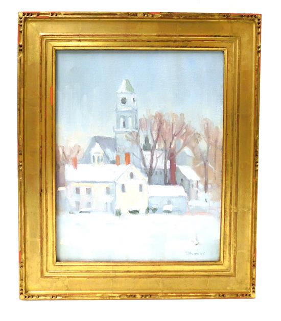 Appraisal: Chris Dixon th C Connecticut December Snow-Westbrook Congregational Church oil