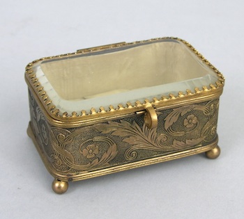 Appraisal: A French Brass Trinket Box Of rectangular form raised on