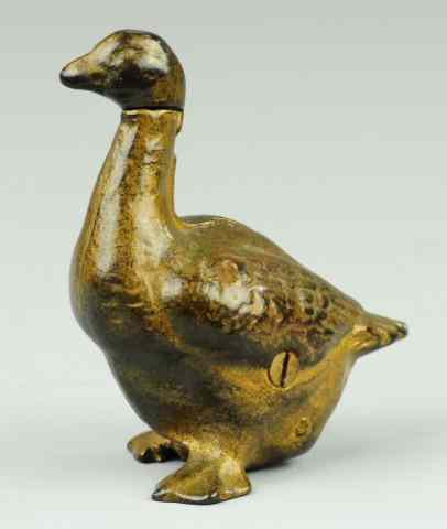 Appraisal: GOOSE STILL BANK Arcade cast iron painted in gold overall