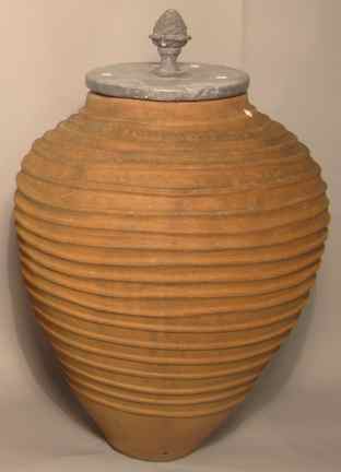 Appraisal: MONUMENTAL TERRACOTTA URN WITH LEAD TOP h in Provenance From