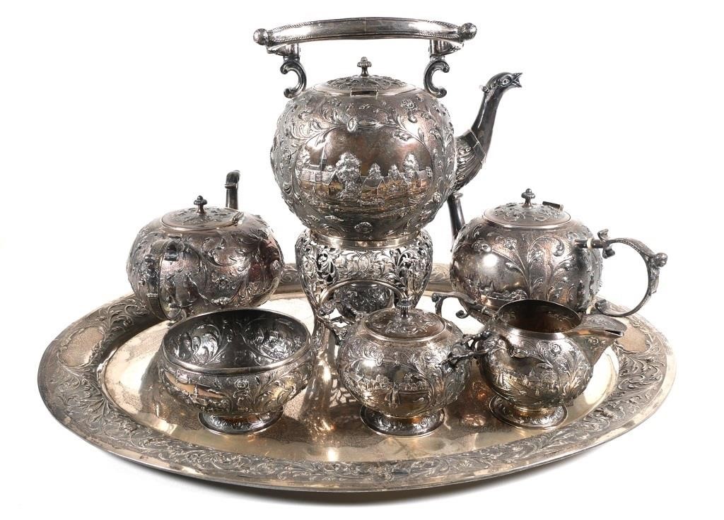 Appraisal: ERNST MENNER STERLING SILVER TEA SETBeautiful piece silver tea set