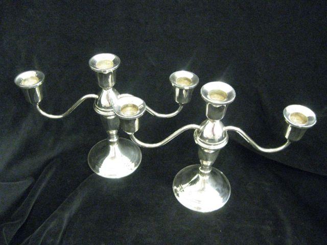 Appraisal: Pair of Sterling Silver Candelabra by Duchin triple sconce converts