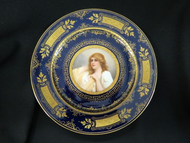 Appraisal: Royal Vienna Porcelain Portrait Plate Traumen young woman handpainted elaborate