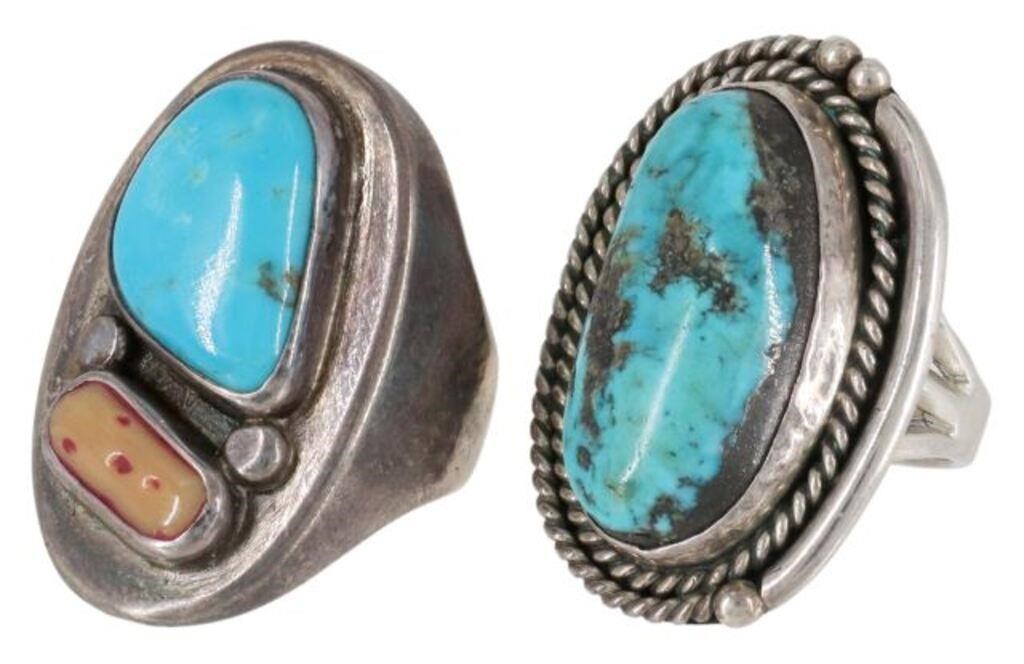 Appraisal: lot of Southwest silver content unknown and turquoise rings including