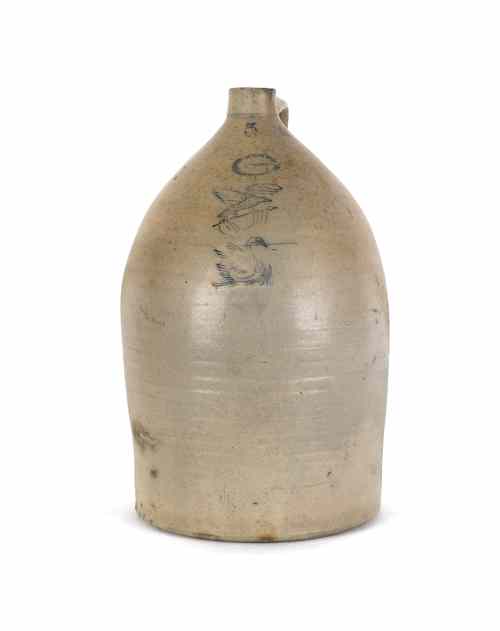 Appraisal: Maine stoneware jug th c impressed Gardiner with incised eagle