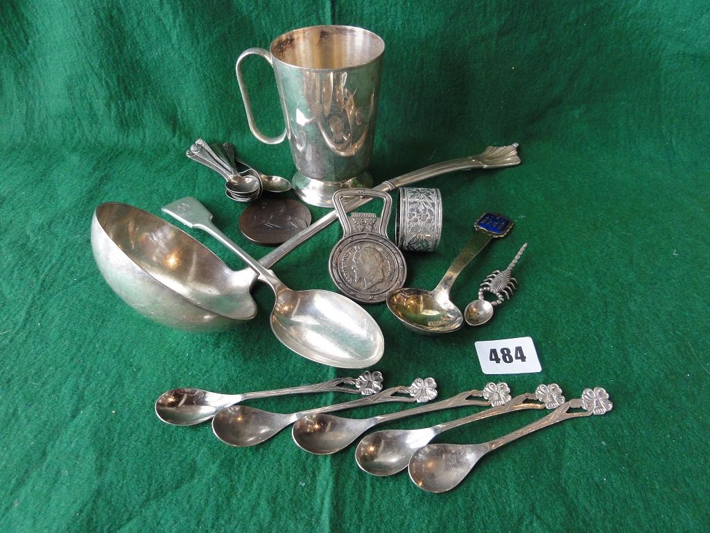 Appraisal: Six silver teaspoons plus one other a Danish Sterling spoon