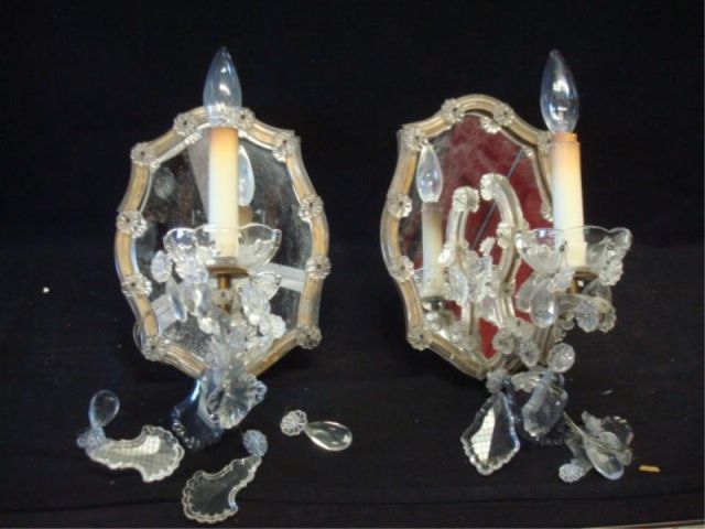 Appraisal: Pair mirrored back arm sconces From Riverdale NY estate Dimensions