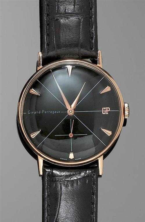 Appraisal: GENTLEMAN'S WRISTWATCH GIRARD PERREGAUX s Red gold Round case with