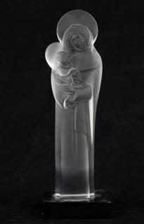 Appraisal: Lalique France Madonna and Child sculpture executed in frosted crystal