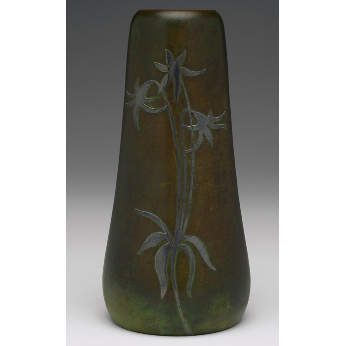 Appraisal: Heintz vase sterling on bronze applied floral design