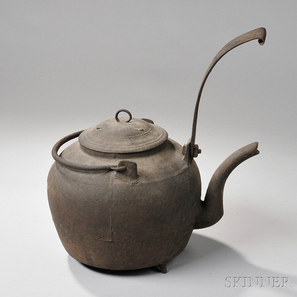 Appraisal: Cast Iron Hearth Kettle America late th early th century