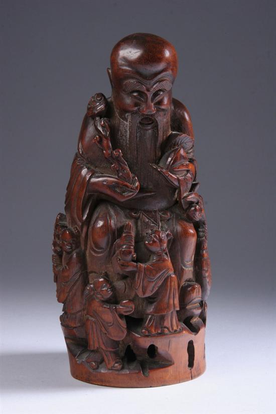 Appraisal: CHINESE BAMBOO FIGURE OF TAOIST DEITY th century Carved to