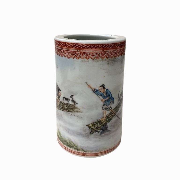 Appraisal: Chinese Export Hand Painted Porcelain Vase Chinese Export Hand Painted