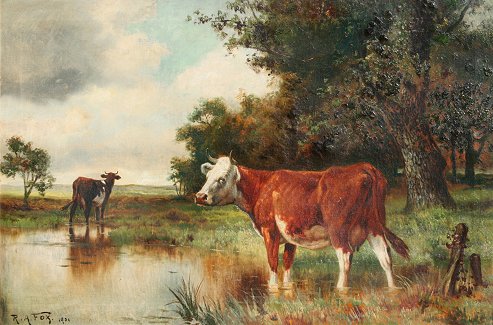 Appraisal: FOX Robert Atkinson American - Cows watering at a stream