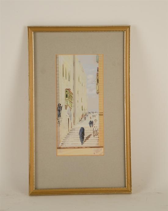 Appraisal: Artist Unknown Malta City Scene Watercolor illegibly signed and Malta