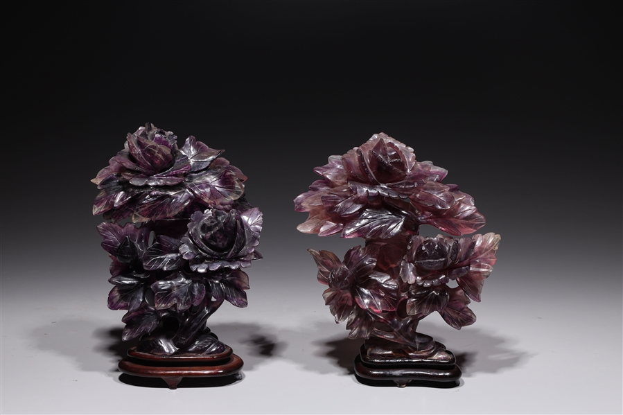 Appraisal: Two Chinese carved fluorite covered vases with elaborate floral designs