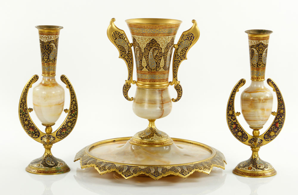 Appraisal: - Mid th C Napoleon III Three Piece Garniture Mid