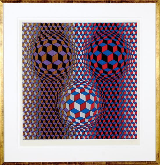 Appraisal: Victor Vasarely French Hungarian - KONJUNCTION serigraph framed signed numbered