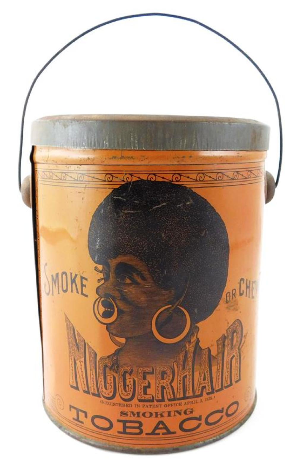 Appraisal: BLACK AMERICANA Niggerhair Tobacco tin pail c manufactured by B