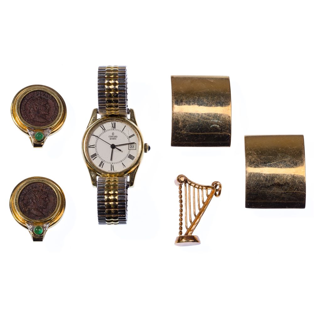 Appraisal: K GOLD JEWELRY AND WRISTWATCH CASE ASSORTMENTIncluding a Concord k