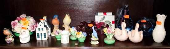 Appraisal: Assorted porcelain and ceramic figurines and glass fruit Estimate -