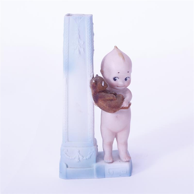 Appraisal: Rose O'Neill German Bisque Action Kewpie Doll Vase Holding teddy