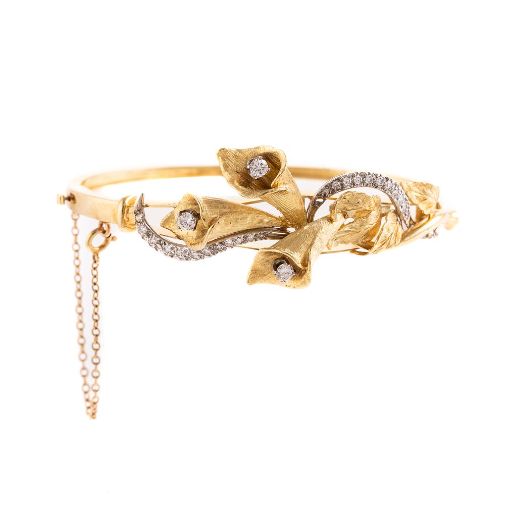 Appraisal: An K Vintage Triple Lily Diamond Bracelet K yellow gold