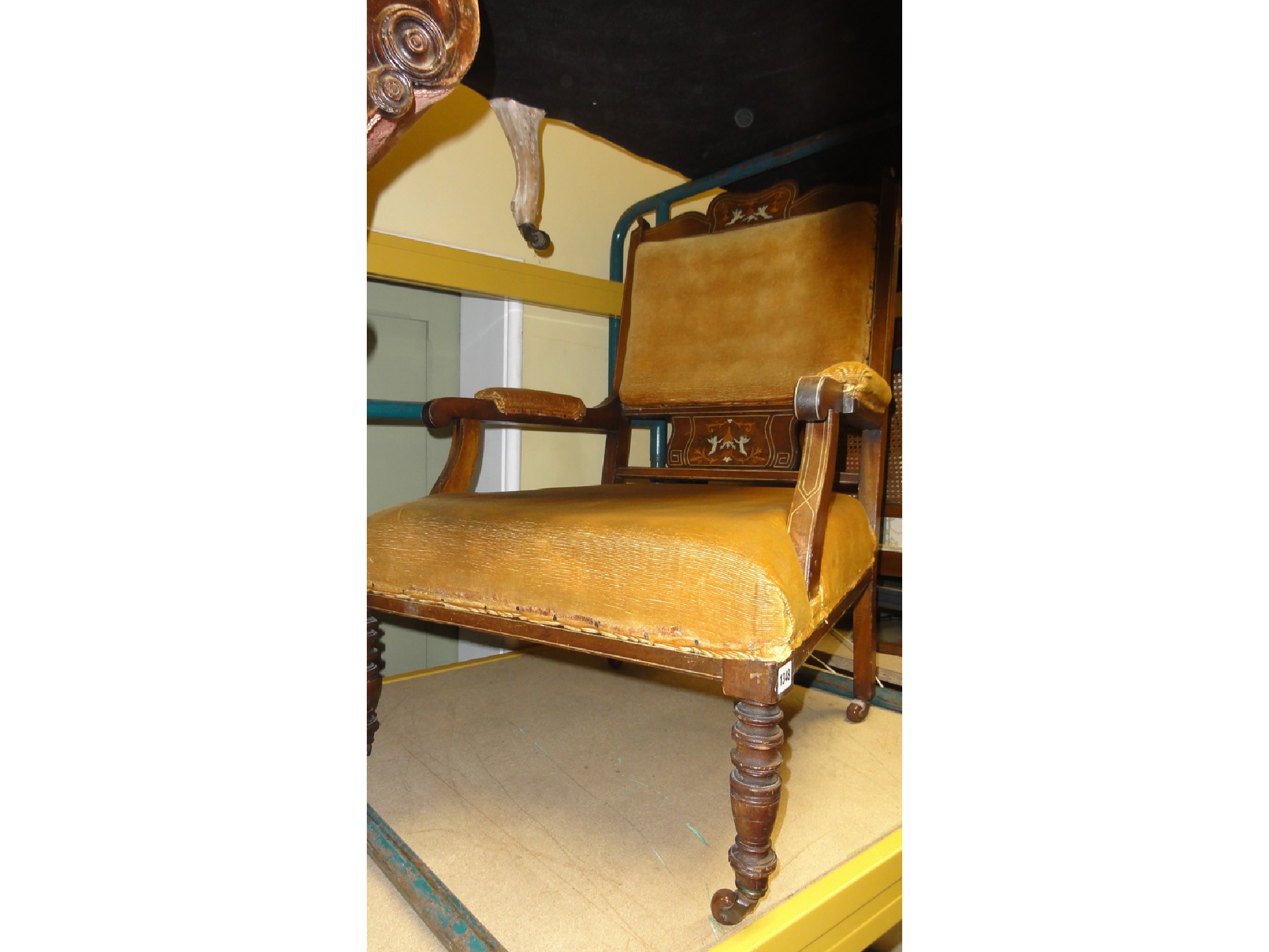 Appraisal: An inlaid Edwardian mahogany drawing room parlour chair with upholstered