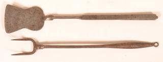 Appraisal: Two th Century Wrought Iron Utensils Spatula - l and