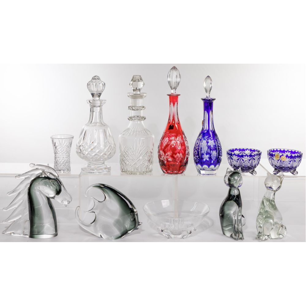 Appraisal: CRYSTAL AND GLASS ASSORTMENT items including glass animals cut to