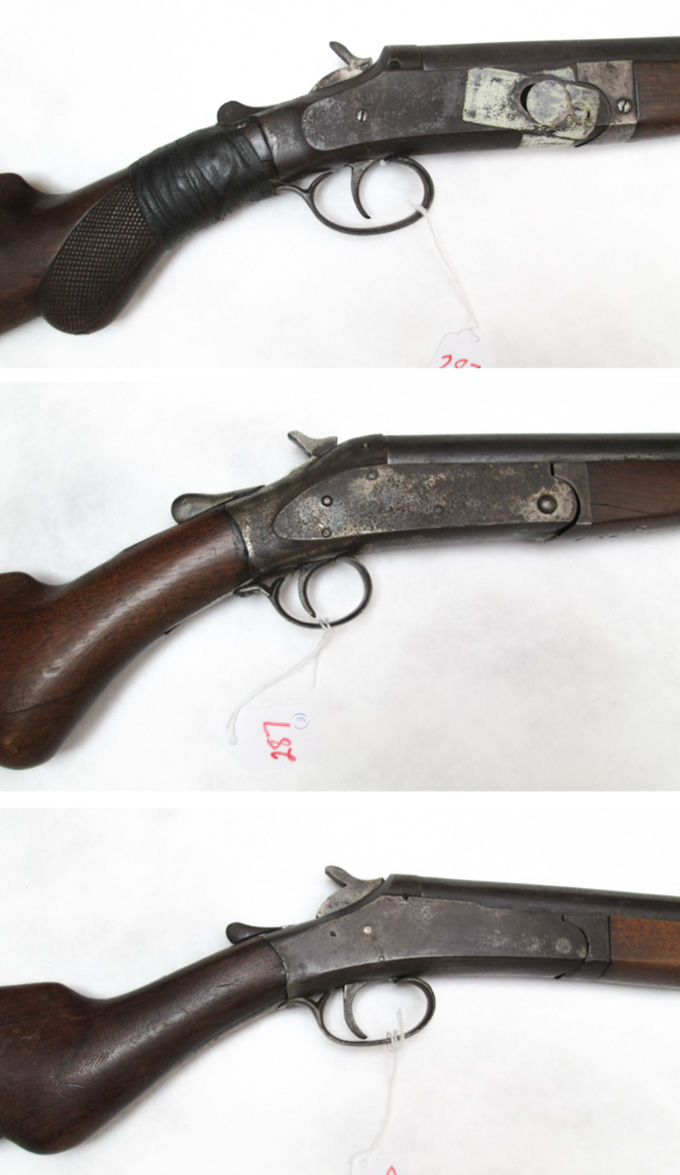 Appraisal: THREE SINGLE SHOT SHOTGUNS Crescent Firearms Co Victor model gauge