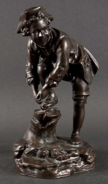 Appraisal: French restrike patinated bronze figure of an th century boy