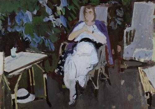 Appraisal: LEGUEULT RAYOMND Paris Madame Morand dans son jardin Oil on