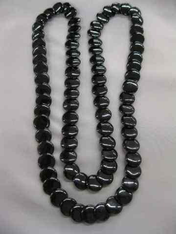 Appraisal: Black Onyx Necklace disc beads '' long