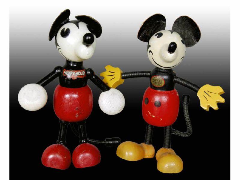 Appraisal: Lot of Walt Disney Wood Mickey Mouse Dolls Description Both