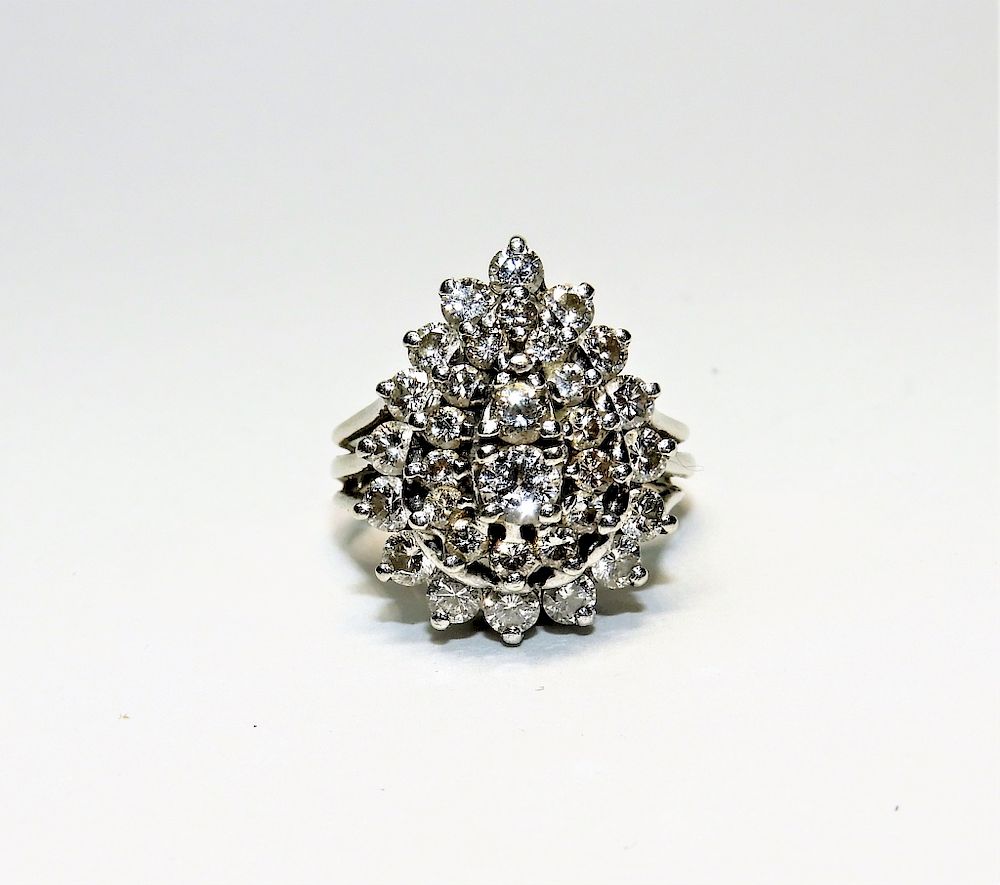 Appraisal: K White Gold Pear Shape Diamond Cluster Ring United States